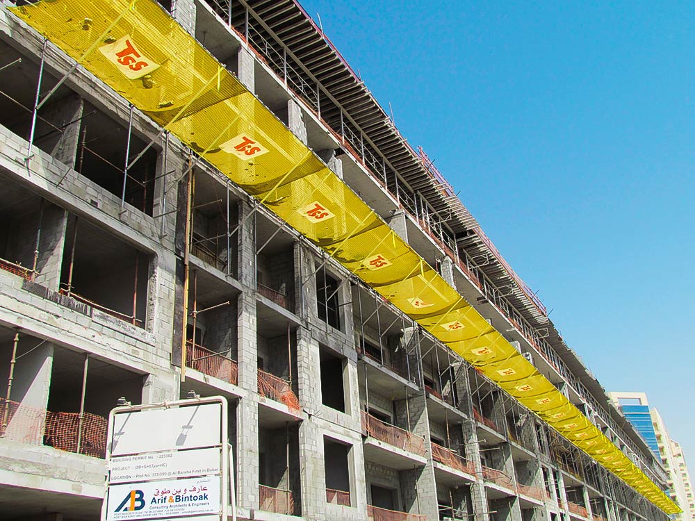 TSS safety net fans on construction