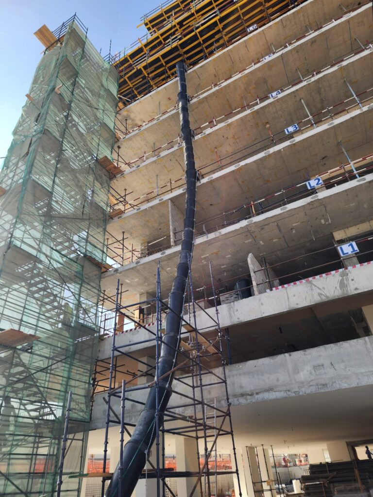 Hammerlin waste gutter systems on a construction site